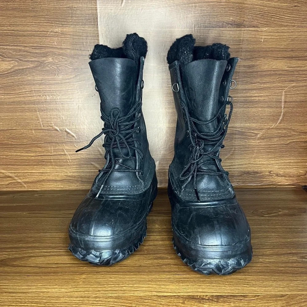 Vtg LaCrosse Iceman chunky fiberglass shank black fleece lined boots Men’s 7